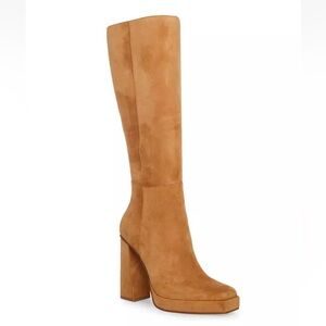 Camel suede boots